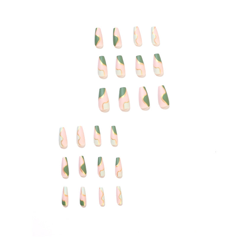 Medium Coffin Army Green Press On Nails