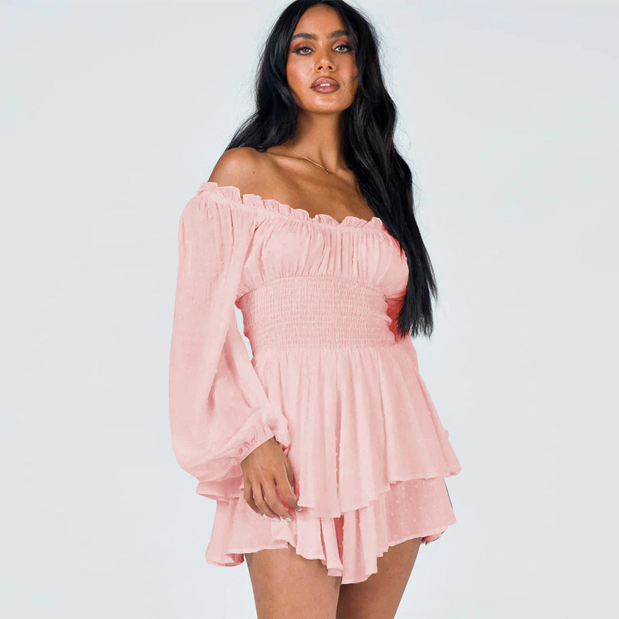 Off-The-Shoulder Smocked Tiered Ruffle Mini Dress (2 colors)