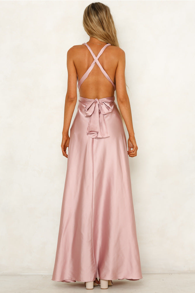 Backless V Neck Tied Prom Dress (2 colors)