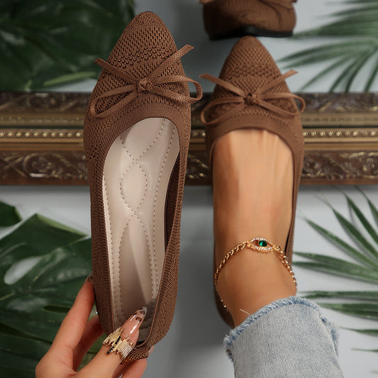 Pointed-Toe Knit Ballet Flats (4 colors)