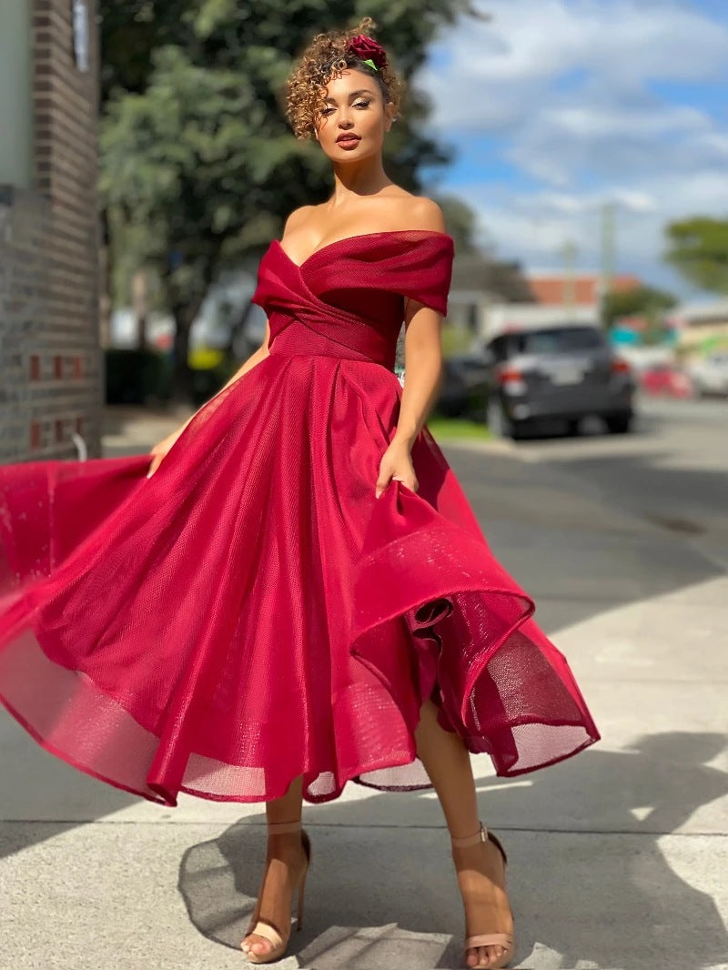 Off Shoulder Gown Elegant Backless Dress (3 colors)