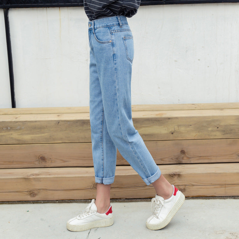 High Waist Loose Denim Capris (2 colors)