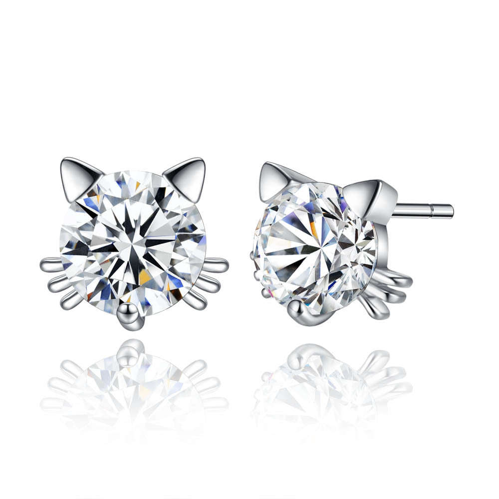 CZ Cat Stud Earrings