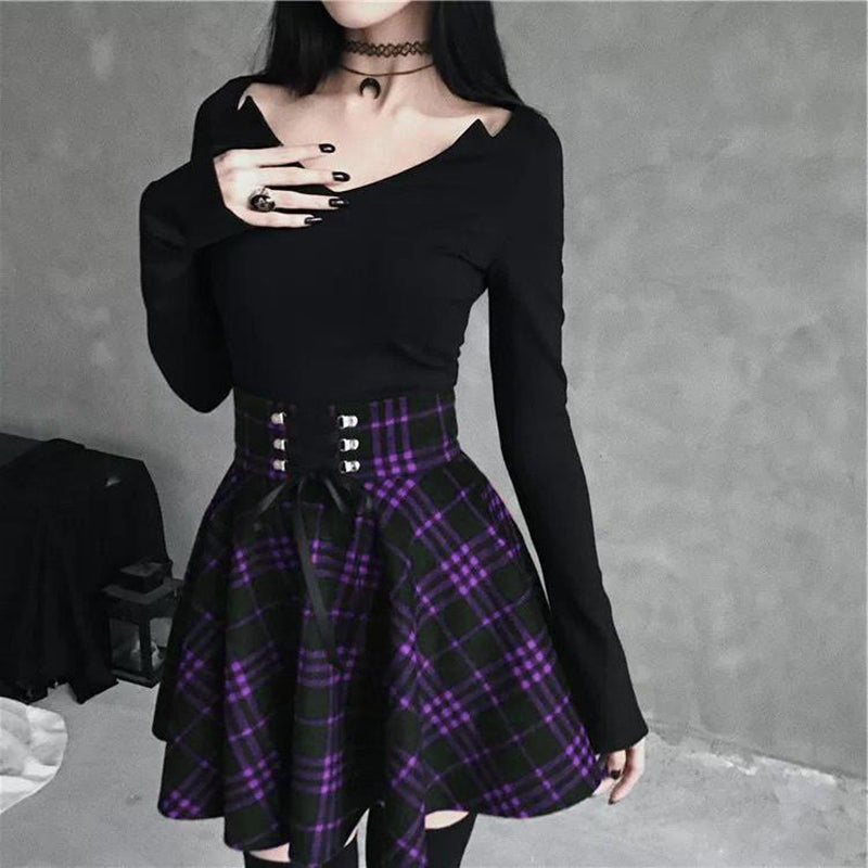 High Waist Plaid Skirt (4 colors)