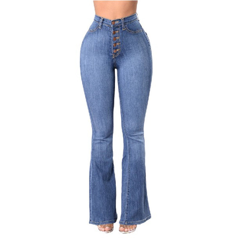 Flared High Waist Button Up Jeans (2 colors)