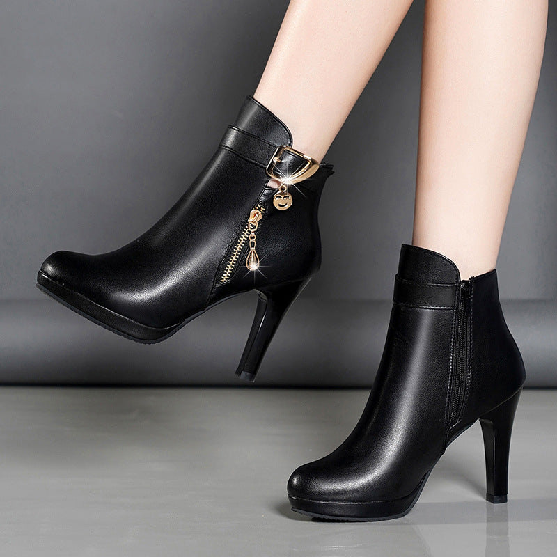 Black And Gold Fashion Booties