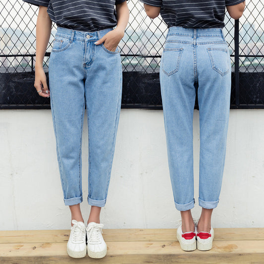 High Waist Loose Denim Capris (2 colors)