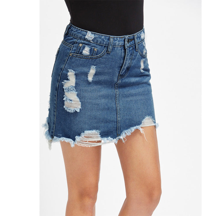 Ripped Denim Skirt (2 colors)