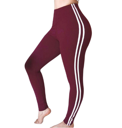 Striped Leggings (With or without drawstring, 1 or 2 stripes, 9 colors)