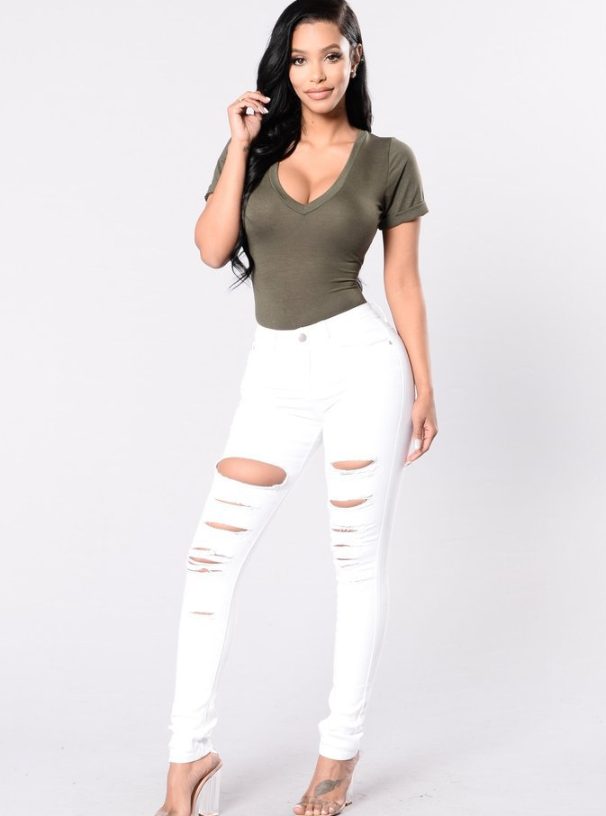 Mid Waist Ripped Skinny Jeans (2 colors)