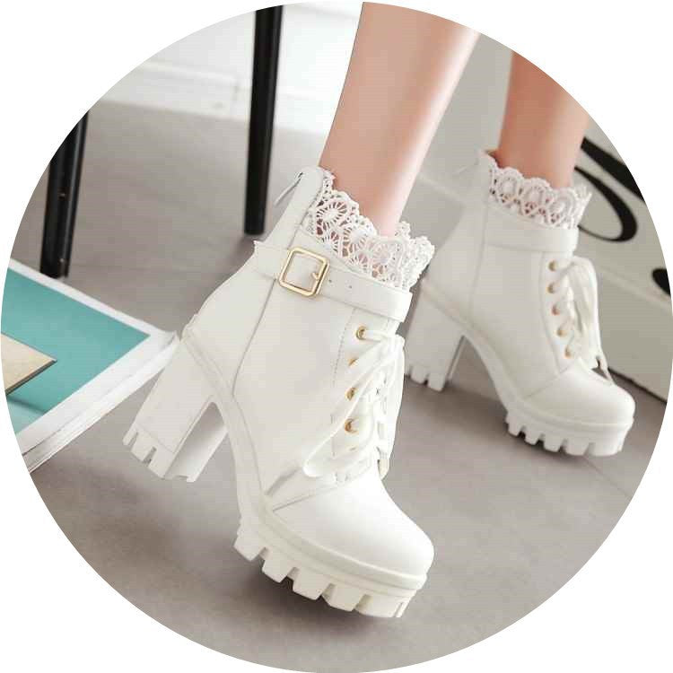 Laced Combat Heeled Boots (2 colors)