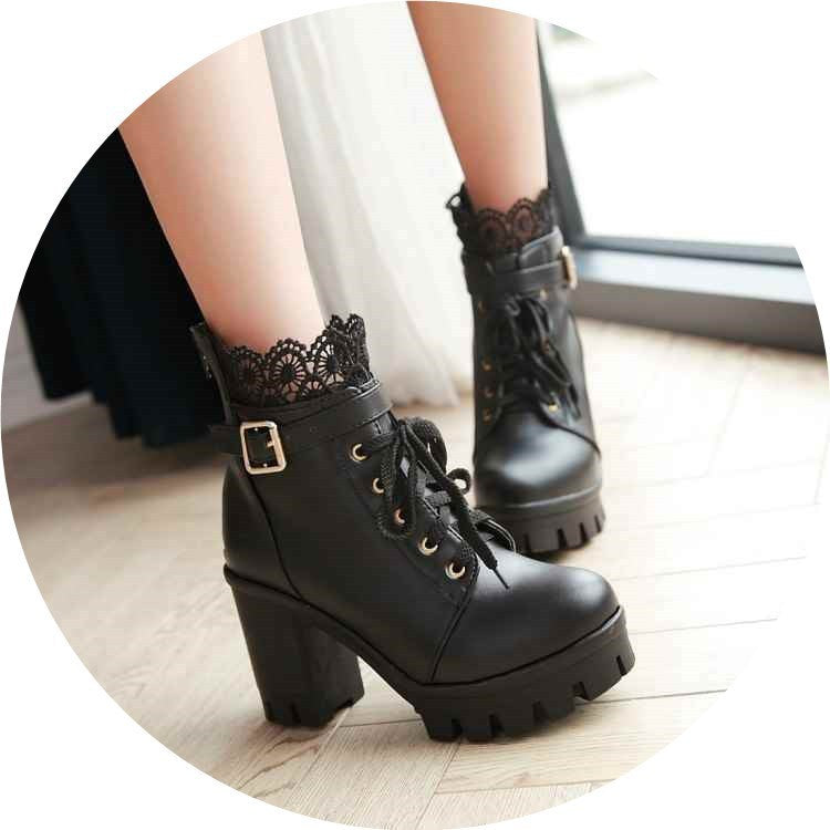 Laced Combat Heeled Boots (2 colors)