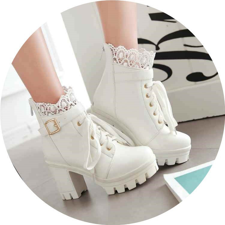 Laced Combat Heeled Boots (2 colors)