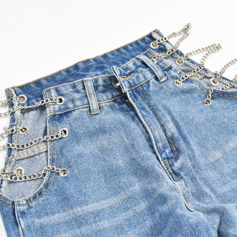 Sexy High Waist Chain Jeans