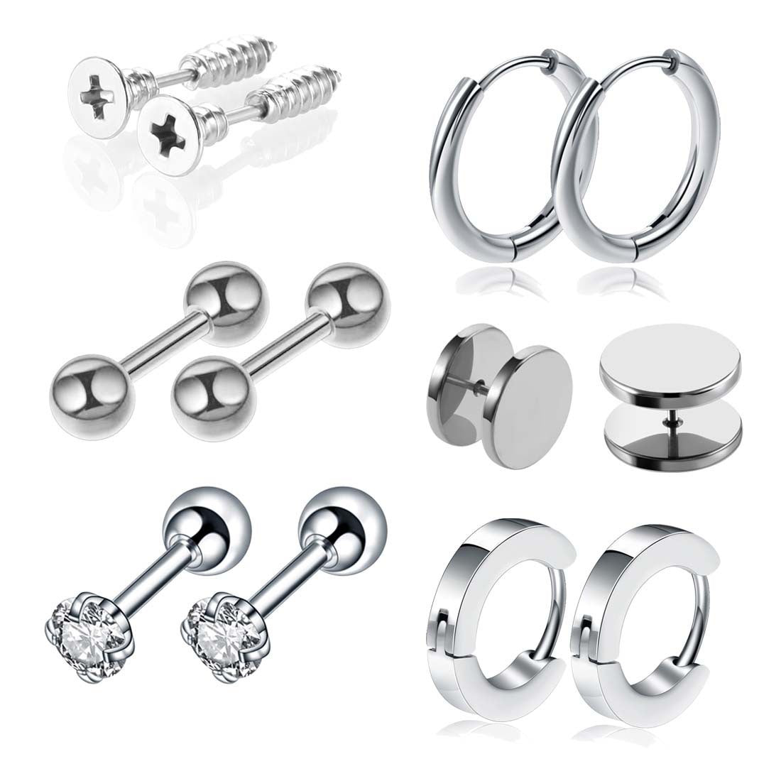 Stainless Steel Stud Earrings Set