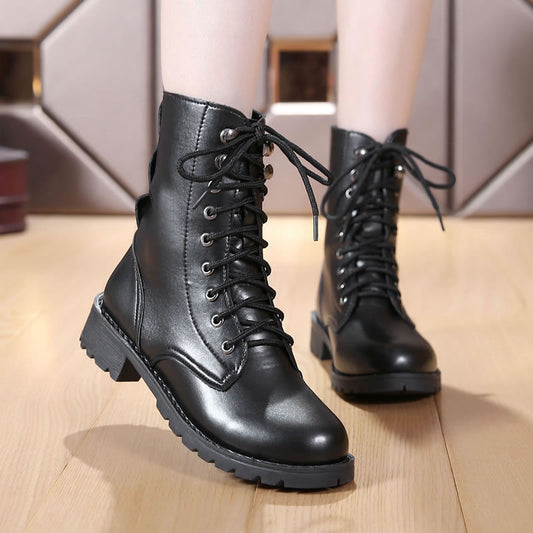 Casual Black Combat Boots