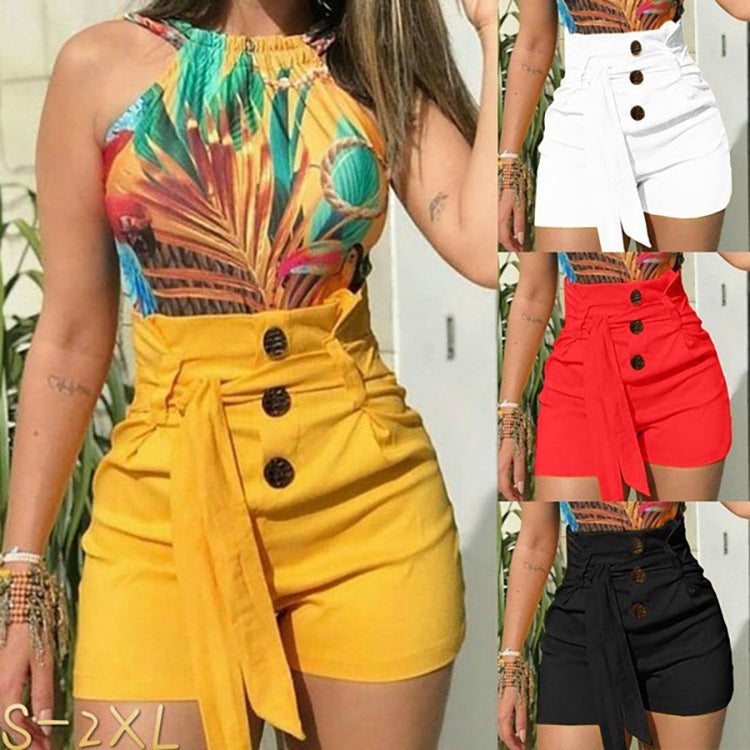 High Waist Belt Beach Shorts (4 colors)