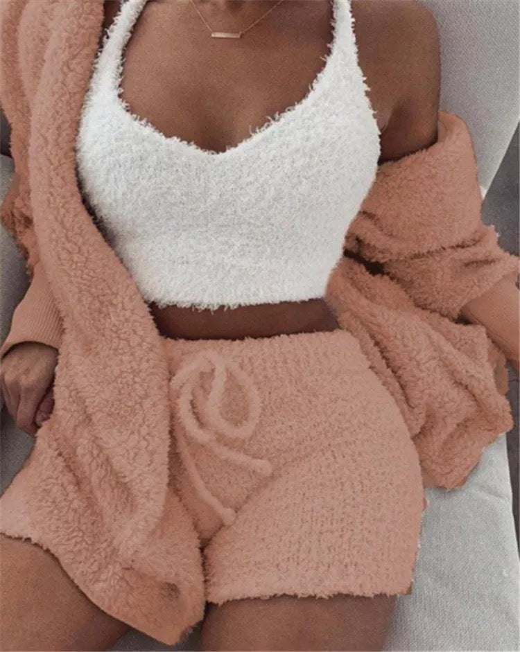 Fuzzy Pajama Short Set (12 colors)