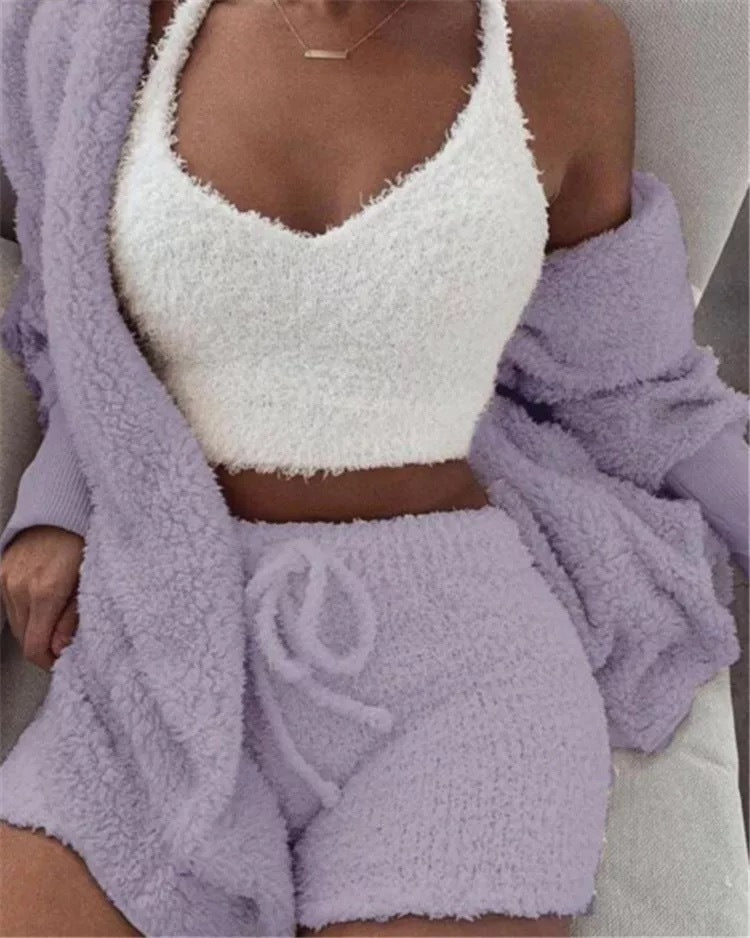 Fuzzy Pajama Short Set (12 colors)