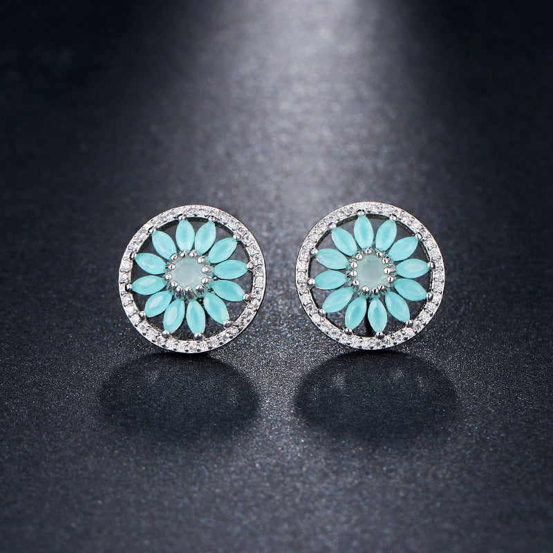 Sunflower CZ Stud Earrings