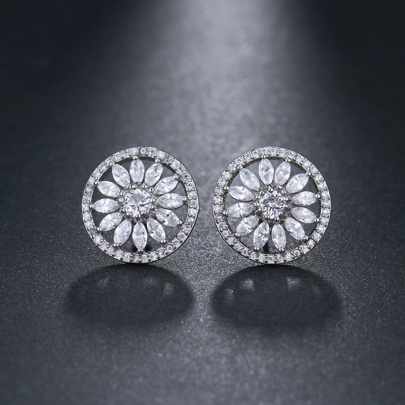 Sunflower CZ Stud Earrings