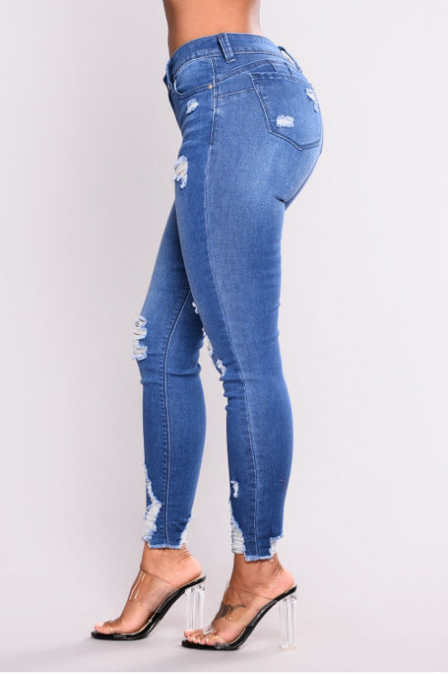 Stressed Butt Lifting Denim Jeans