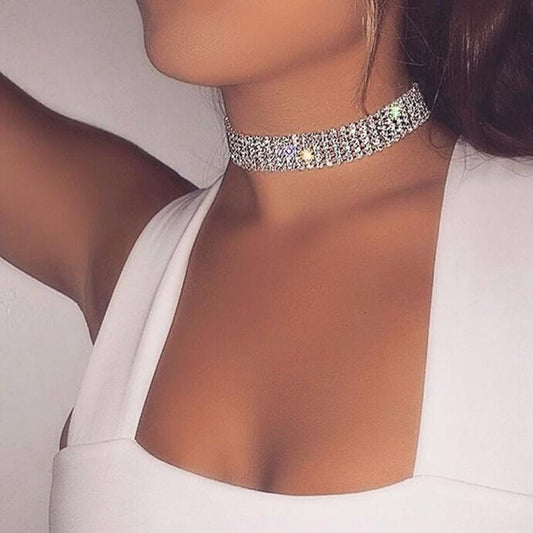 Crystal Rhinestone Choker Necklace (2 colors and 4 sizes)