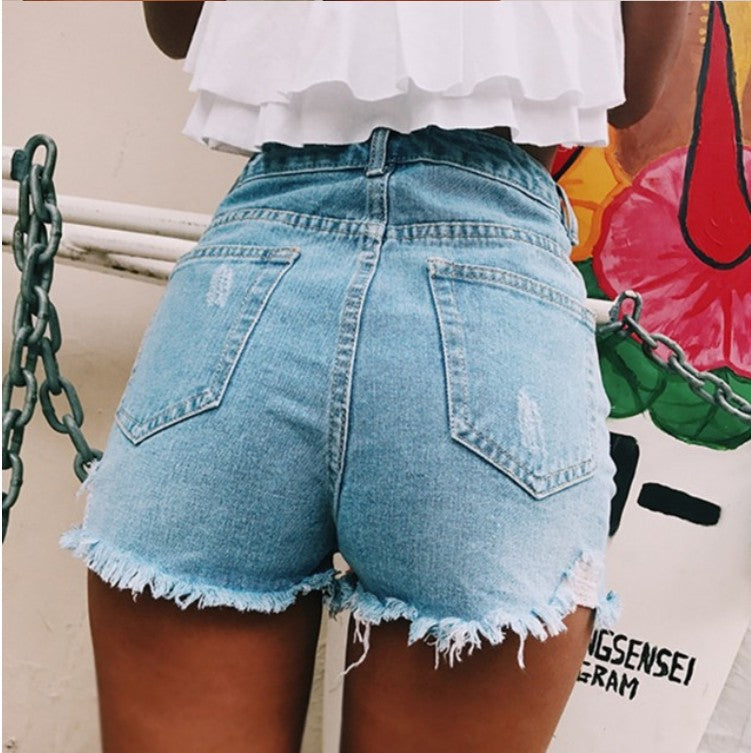 Retro Ripped Denim Shorts