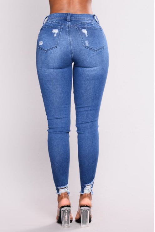 Stressed Butt Lifting Denim Jeans