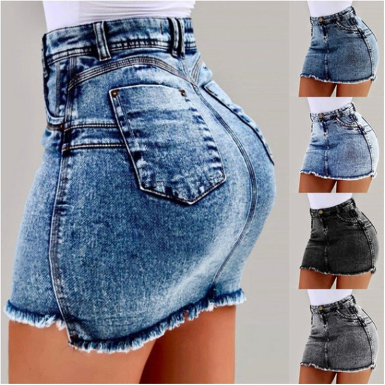 High Waist Jean Skirt (4 colors)