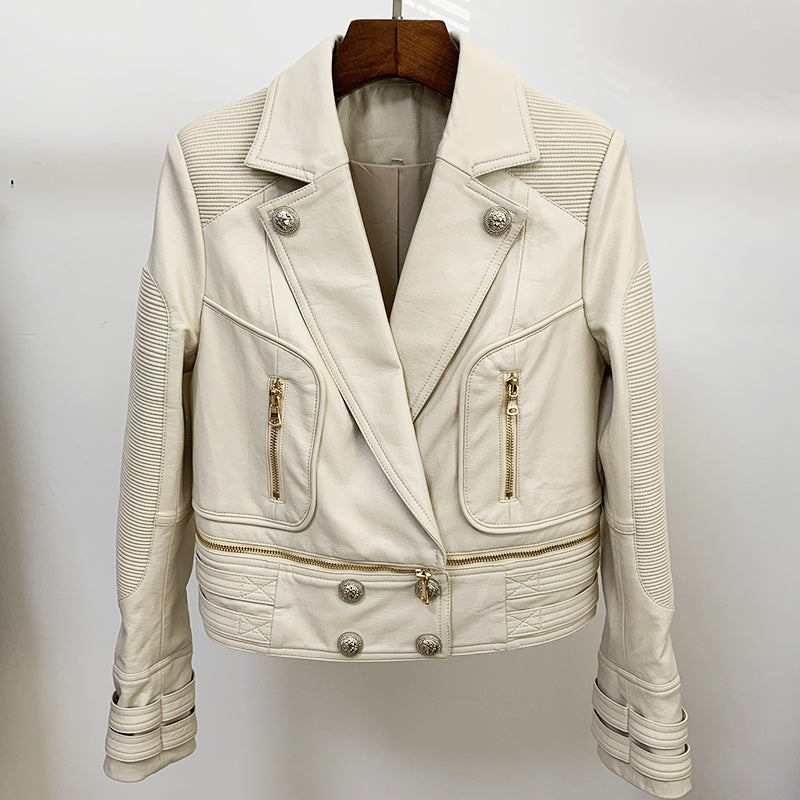 Mini Ribbed Leather Jacket (2 colors)