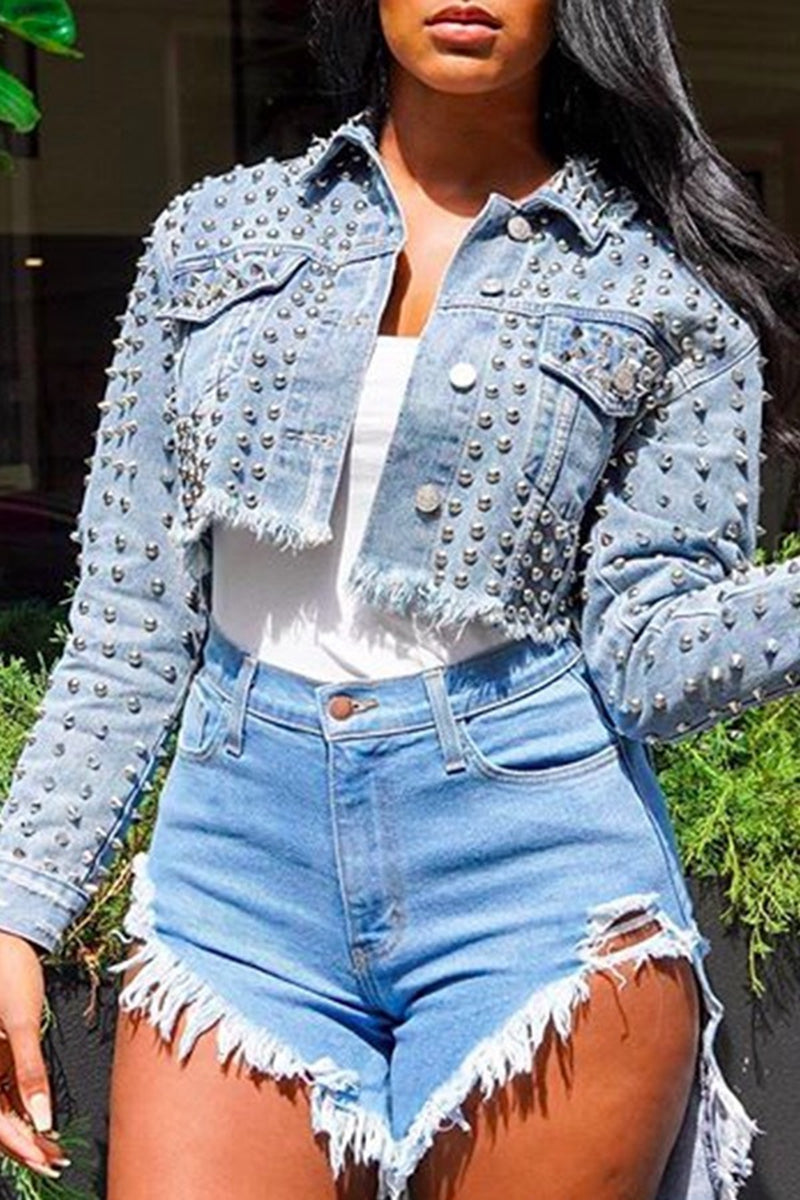 Short Studded Denim Jacket