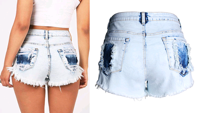 High Waist Washed Denim Shorts