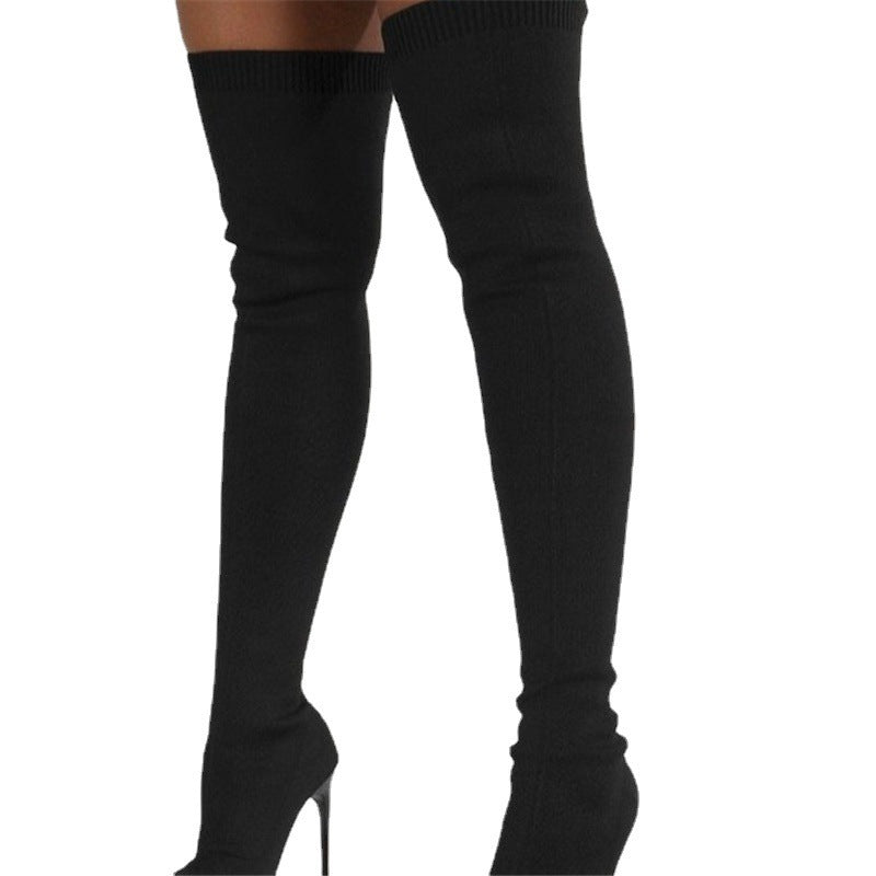 High-heel Knit Over-the-knee Boots (2 colors)