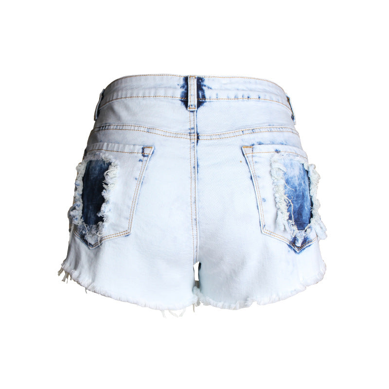 High Waist Washed Denim Shorts