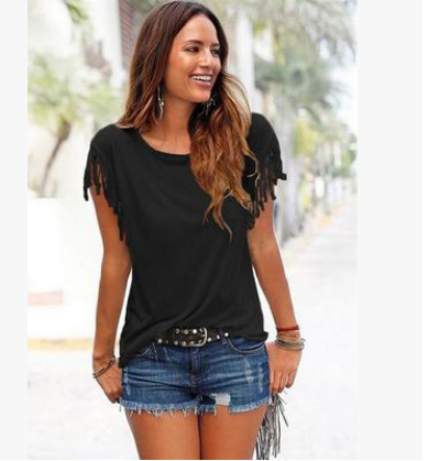 Tassel Sleeve T Shirt (7 colors)