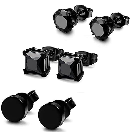 Black Punk CZ Stud Earrings (3 styles)