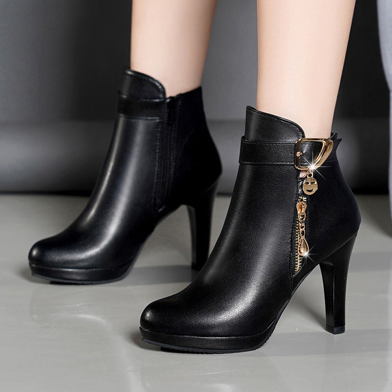 Black And Gold Fashion Booties