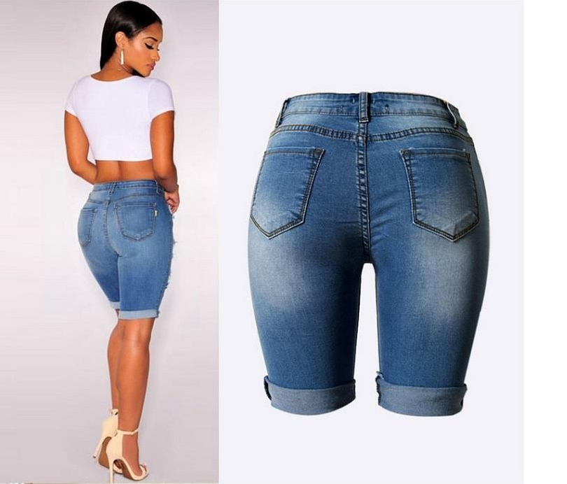 Long Ripped Denim Shorts (2 colors)