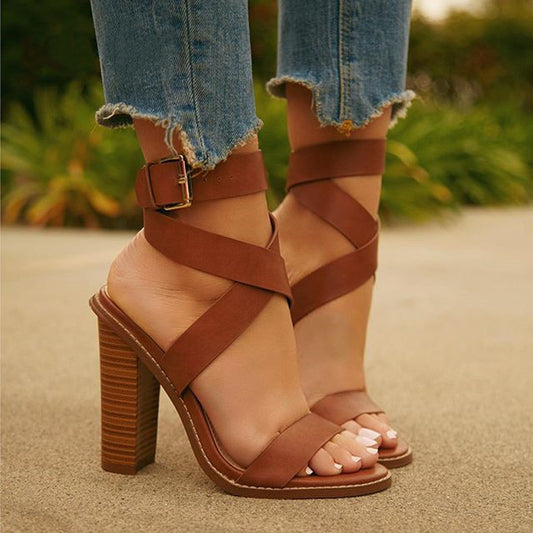 Criss Cross Strappy Heels (2 colors)