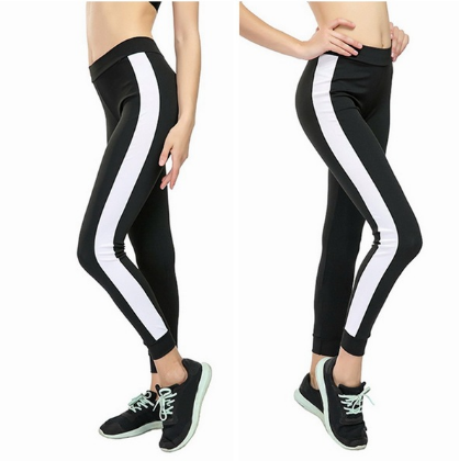 Striped Leggings (With or without drawstring, 1 or 2 stripes, 9 colors)