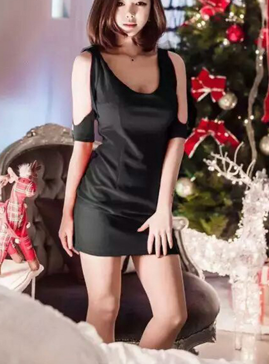 Cut Out Sleeve Mini Dress (2 colors)