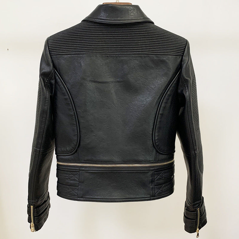 Mini Ribbed Leather Jacket (2 colors)