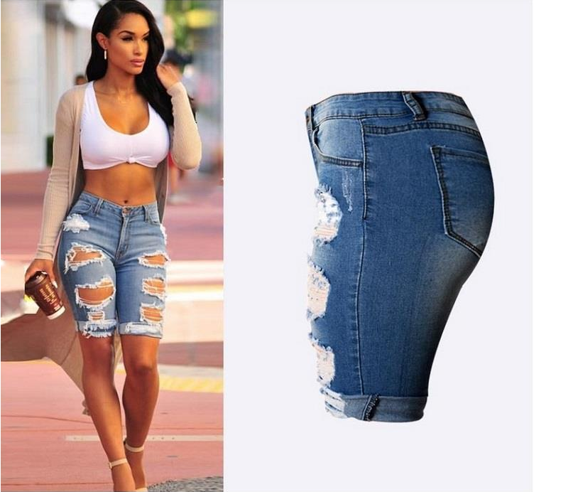 Long Ripped Denim Shorts (2 colors)