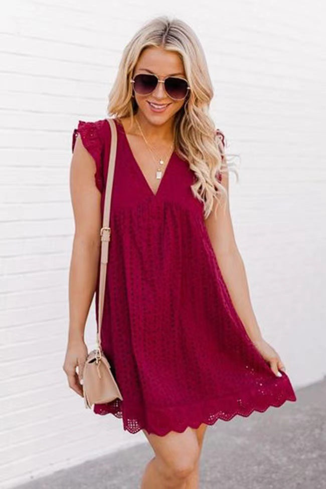 Lace V-Neck Dress (11 colors)