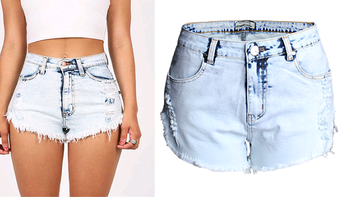 High Waist Washed Denim Shorts