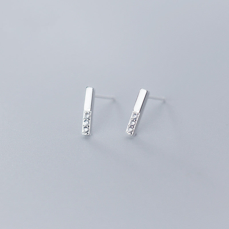 Sterling Silver CZ Modern Stud Earrings