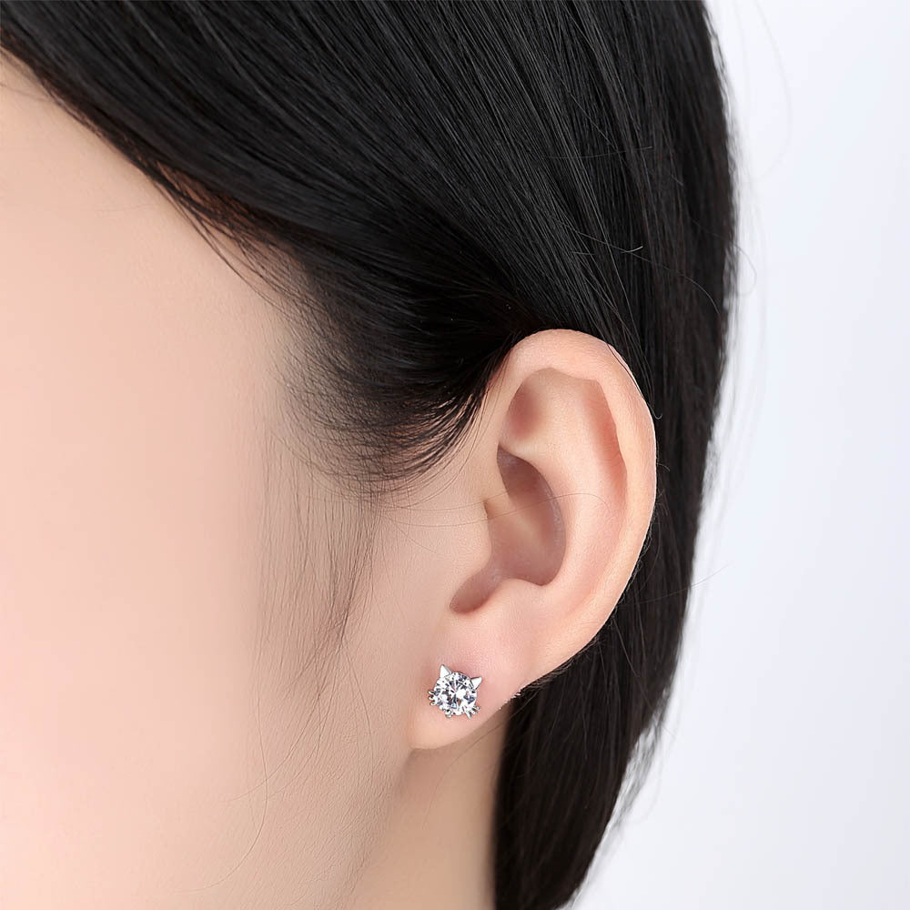 CZ Cat Stud Earrings