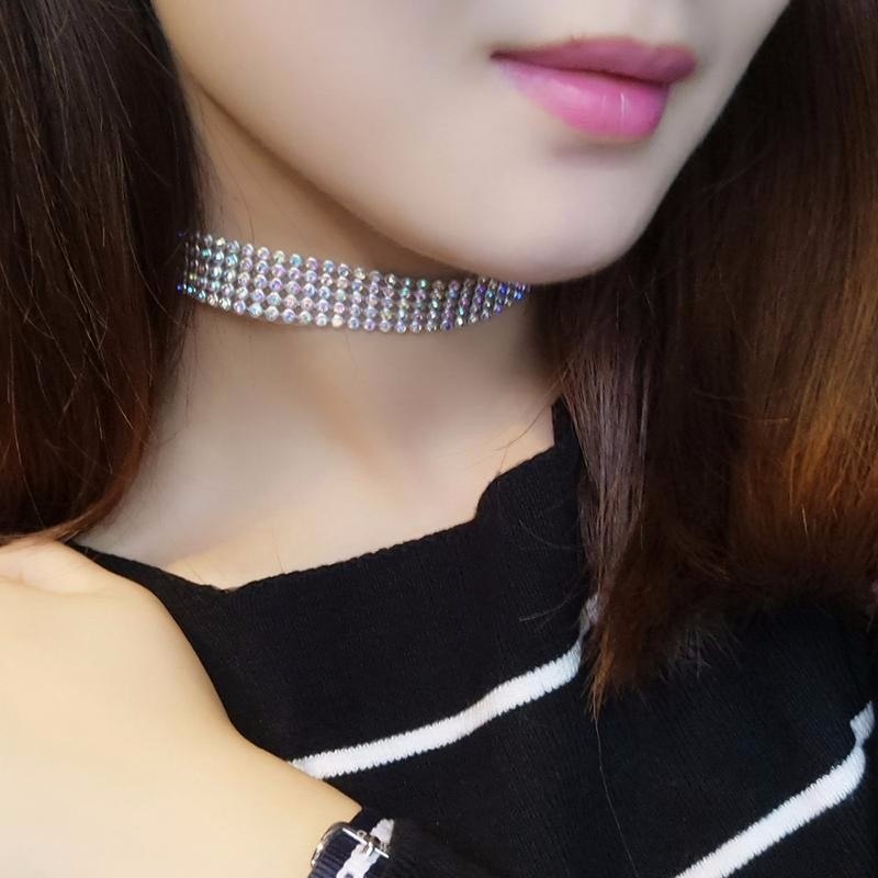 Crystal Rhinestone Choker Necklace (2 colors and 4 sizes)