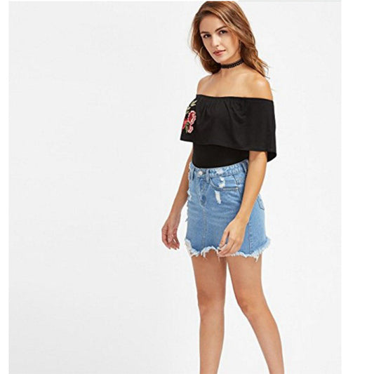 Ripped Denim Skirt (2 colors)